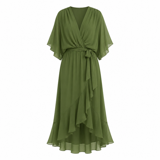 Sienna Olive Green Wrap Dress