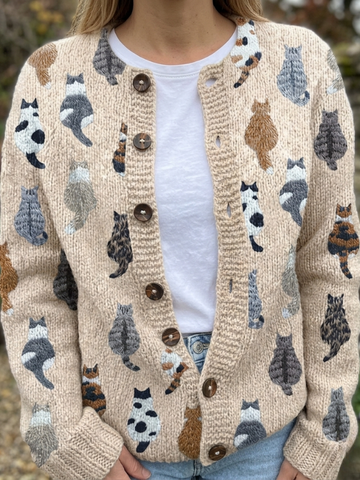 Van Elst Mode® | De Kattenprint Cardigan